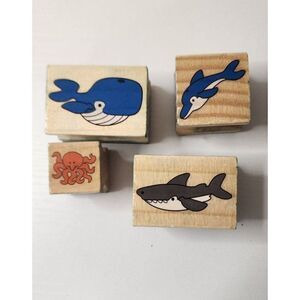 Set of 4 Ocean Life Rubber Stamps